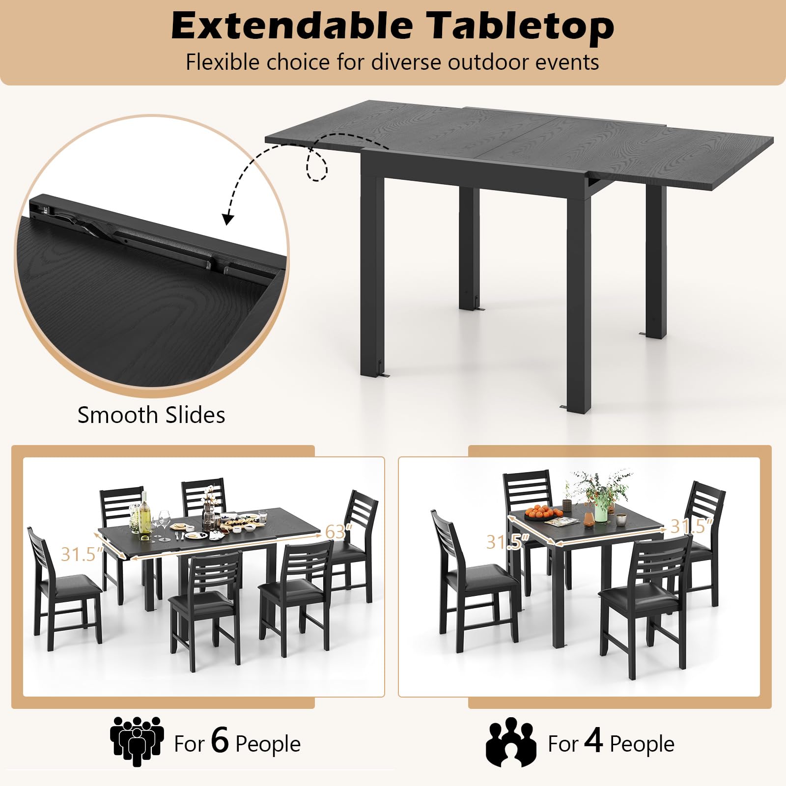 Amazon.com : Giantex Expandable Aluminum Dining Table for 4-6